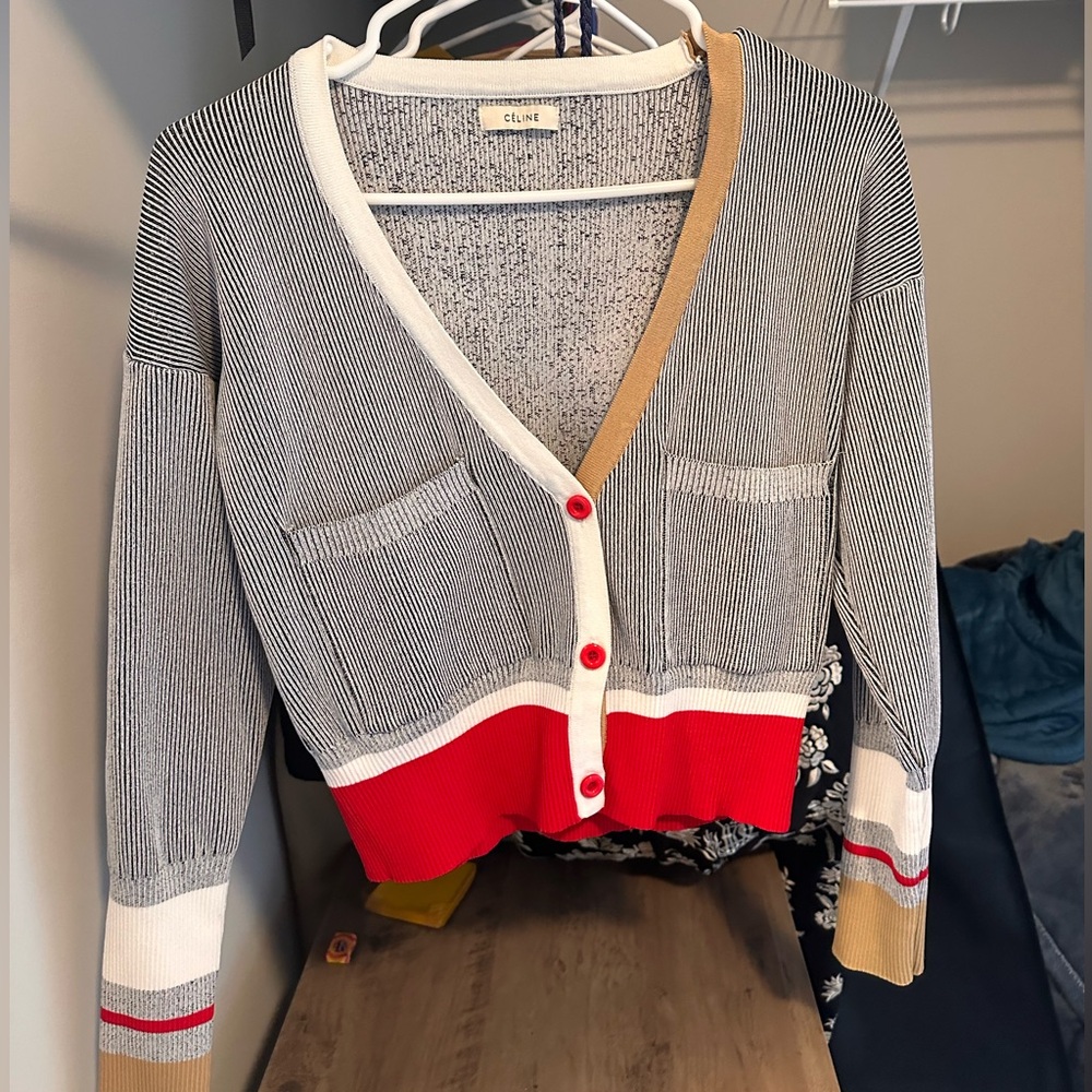 Celine ribbed color block cardigan